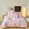 Floral Plants Duvet Cover Set 100% Cotton 3Pcs Blue Quilt Cover with 2 Pillowcases Skin-friendly Soft Bedding Set for All Season