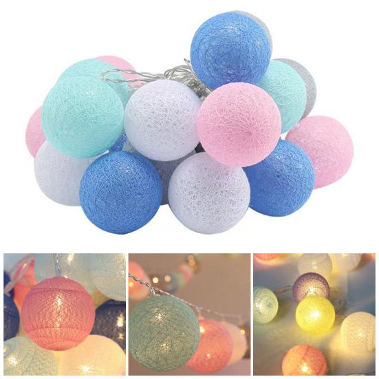 Cotton Ball String Light Waterproof Battery Powered 10/20/40 LEDs Christmas Wedding Halloween Holiday Party Decorative Fairy Lamp