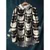Japanische Kimono-Bluse Harajuku Niedlich Erdbeer-Katzen-Print Damen Langarmshirt Sommer Lässig V-Ausschnitt Gemütlich Lockerer Oberteil