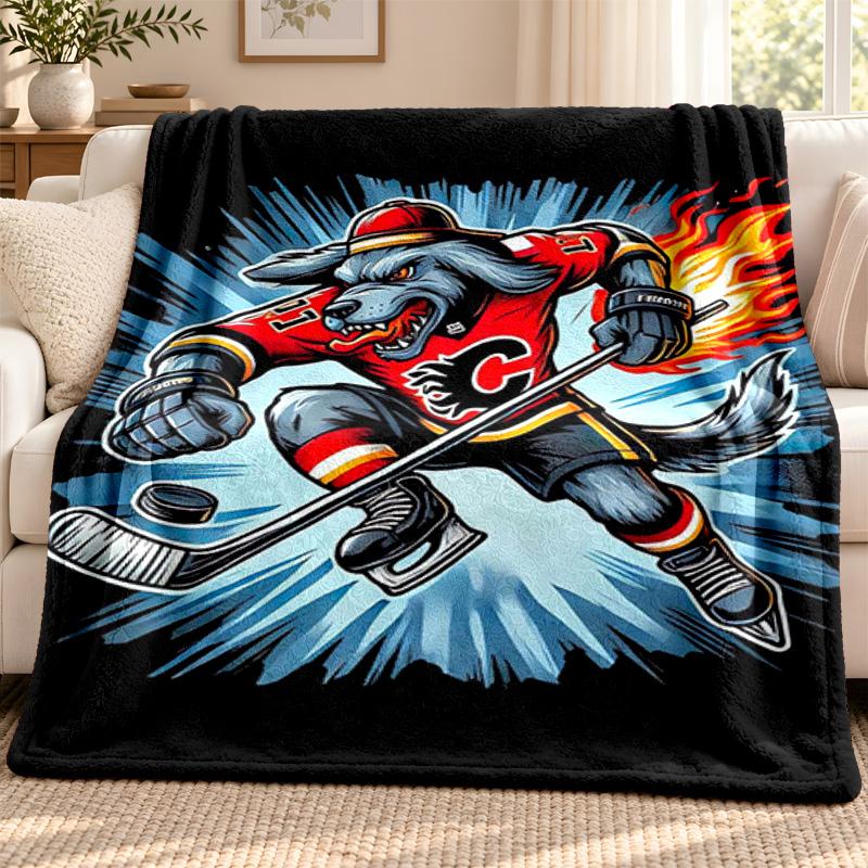 Calgary Flames Blanket Flannel Blanket Soft Cozy Plush Throw for Sofa Bed Lightweight Home Decoration Outdoor Camping