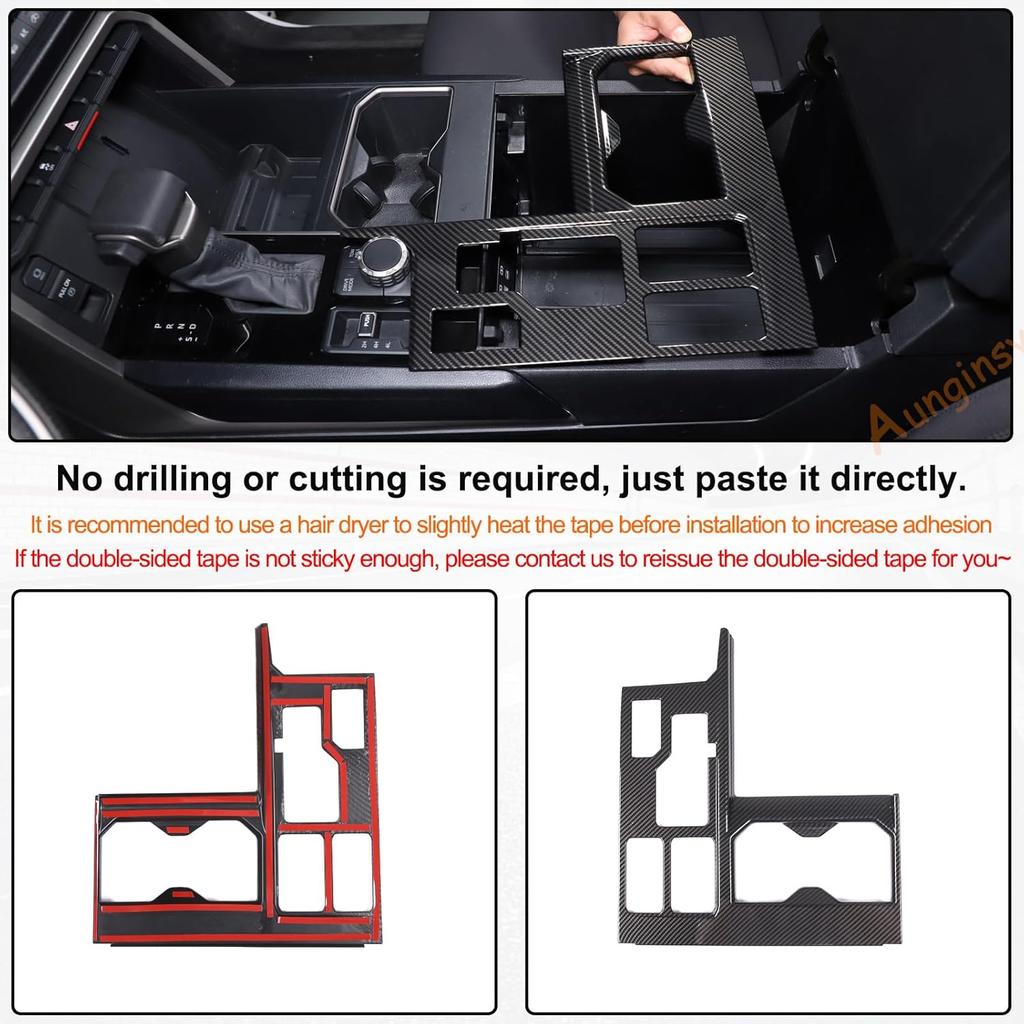 Aunginsy Car Central Control Gear Shift Panel Cover Cup Holder Trim Fit Toyot@a Tundra/Sequoia 2022-2025 Car Gear Shifter Console Anti-Scratch Panel