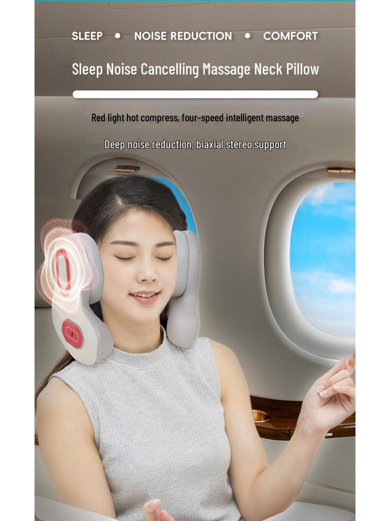 Cross-border U-shaped Neck and Shoulder Massager with Heating, Portable Sleep Pillow and Mobile Music Integration.