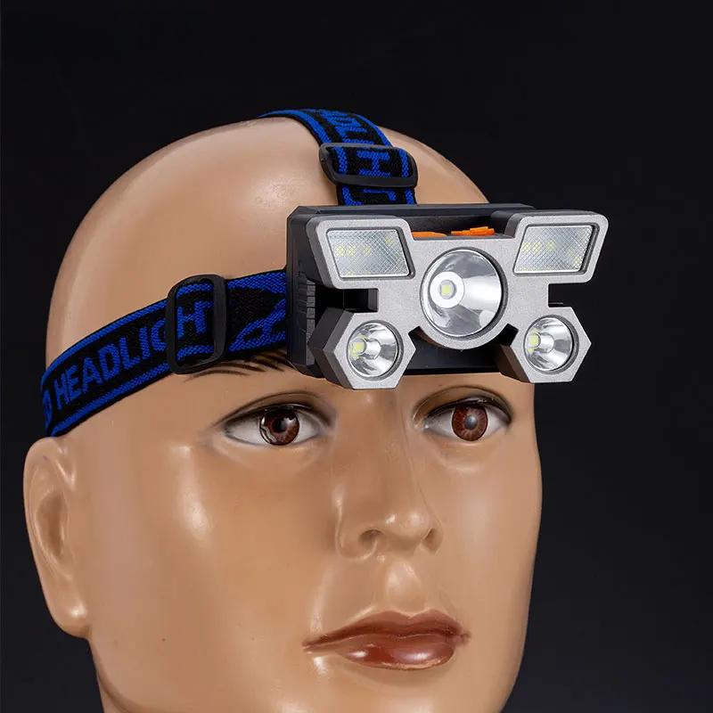 USB Rechargeable Headlamp Portable 5LED Headlight Built-in Battery Torch Portable Working Light Fishing Camping Head Light KTY