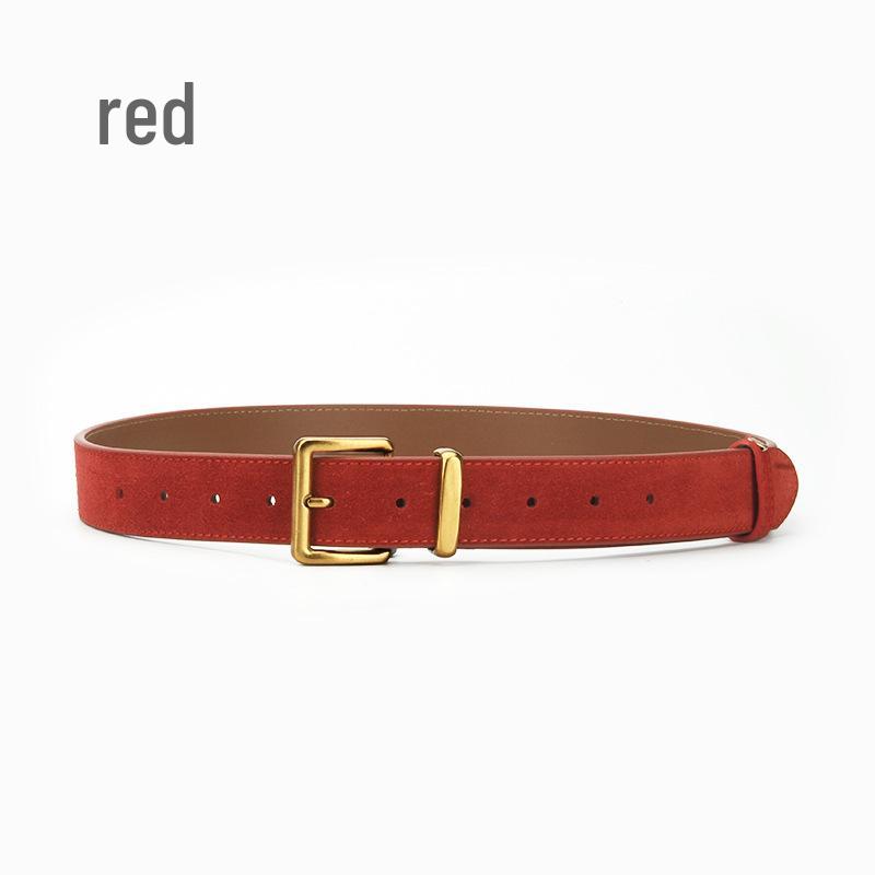Women's Fashion Simple Versatile Suede Leather Waist Belt with Jeans Decoration