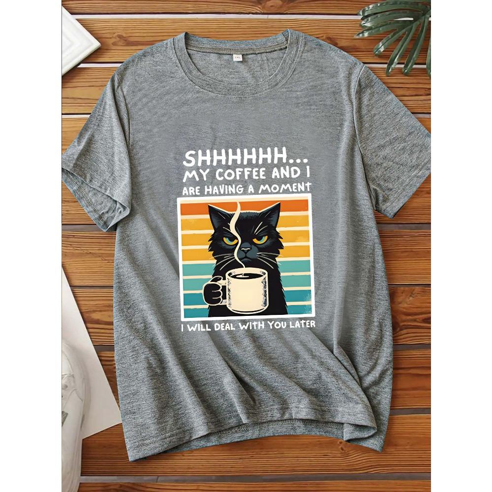 Women's Large Size Printed Round Neck Short Sleeve T-shirt Comfortable Casual Top In European Style