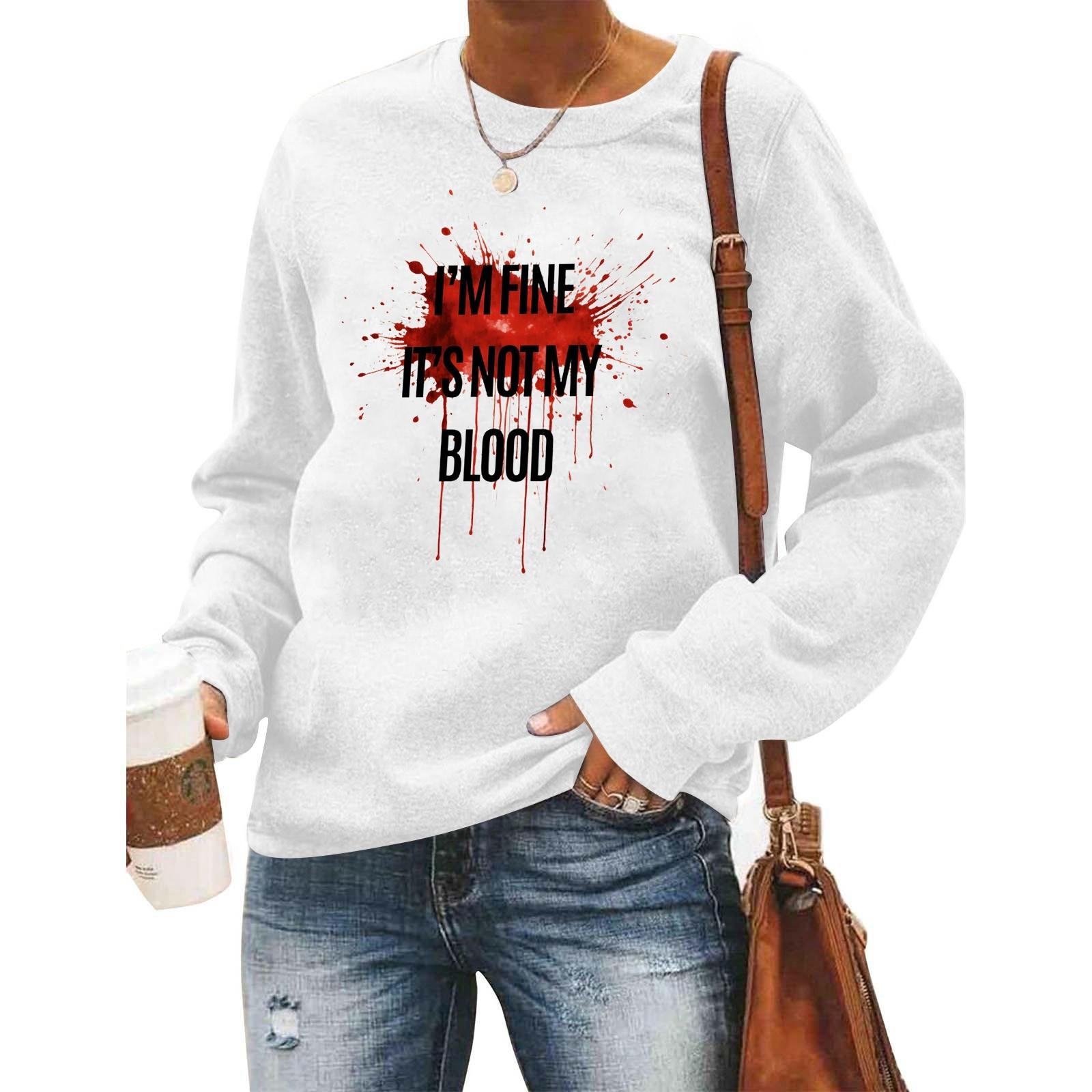 

2024 Хэллоуин Осень и зима Трендовый спортивный свитшот с капюшоном и кровавыми буквами Модный принтованный пуловер Уличный стиль Топы XL