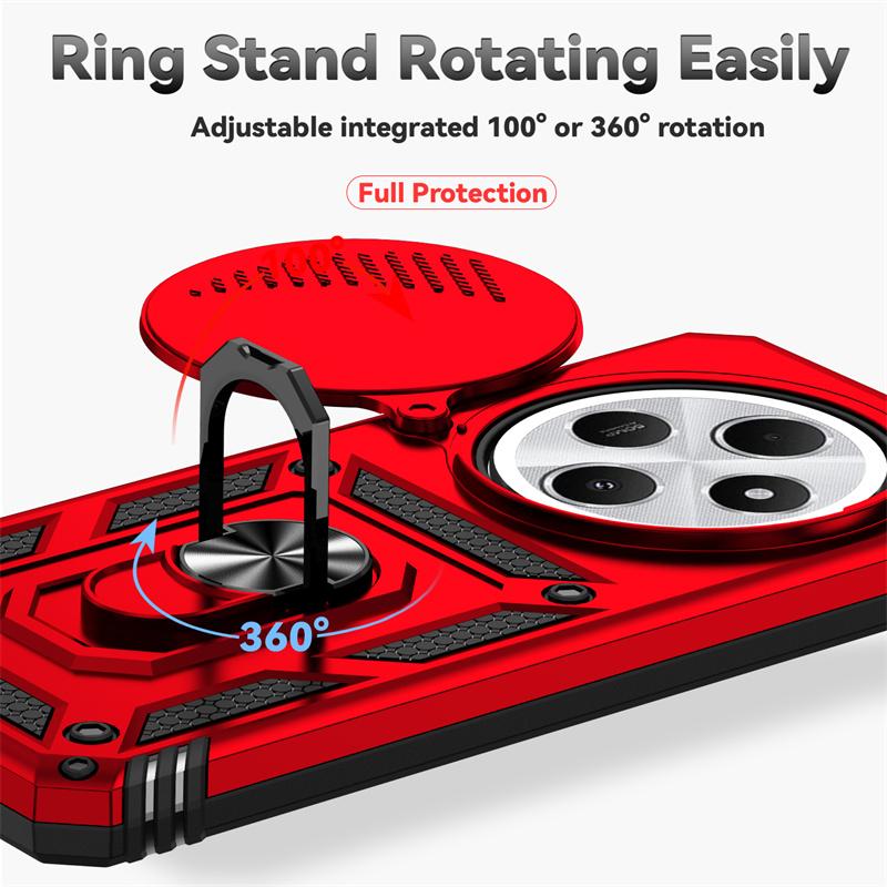 Pouzdro Pro Xiaomi Redmi 14C Armor S Kovovým Prstencovým Stojanem Magnet do Auta Zadní Kryt pro Redmy14C 14 C Posuvná Ochrana Objektivu Funda Coque