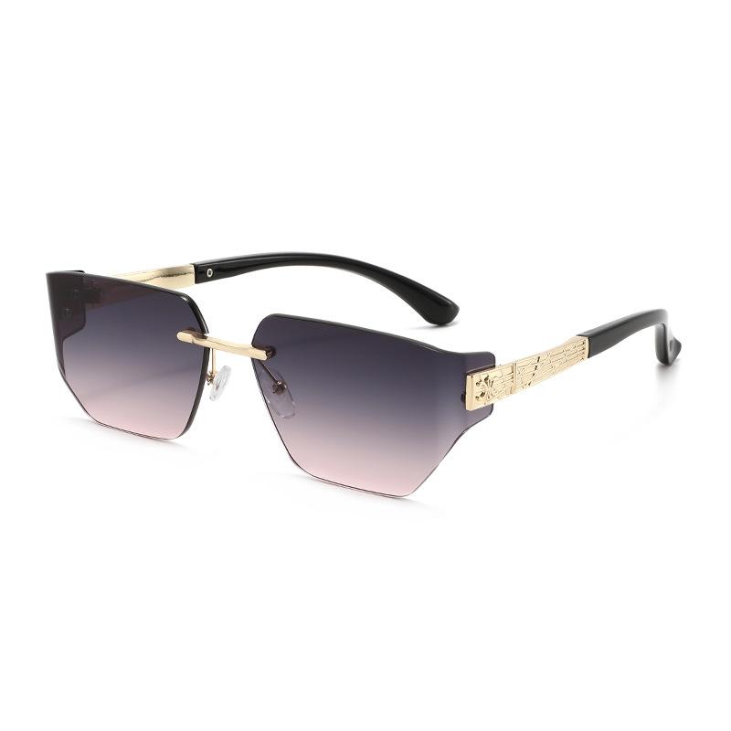 Stylish Frameless Metal Sunglasses for Women, Oversized Frames, European and American Style.