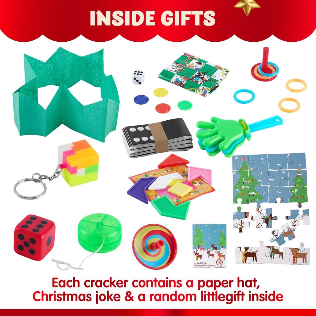 JOYFY 10 Pack Christmas Party Table Favor with Cute Christmas Characters Party Hat Joke & Little Gift Inside for Xmas Gift