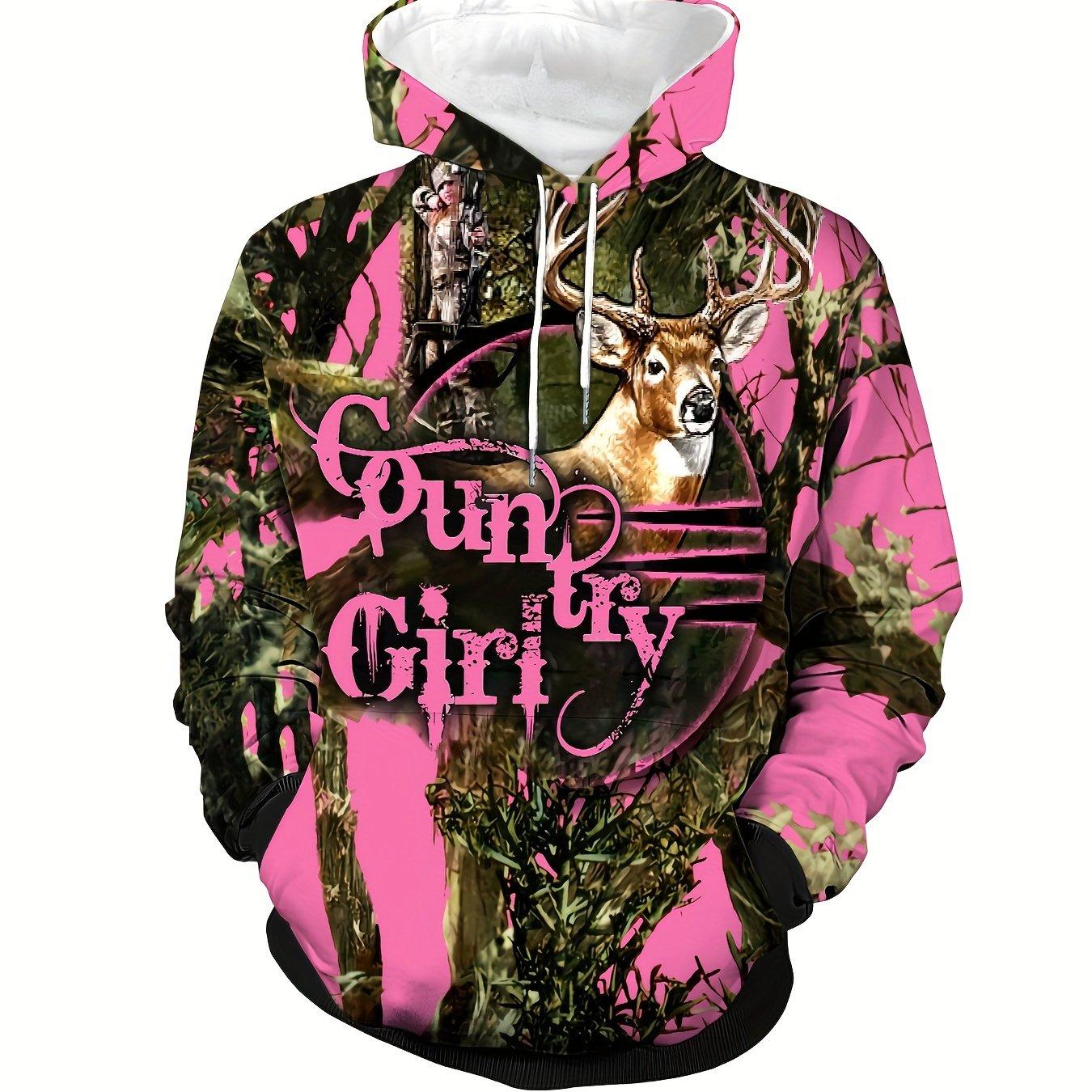 

Men s Plus Size 3D Printed Hoodie Sweatshirt Black Forest Hunting Graphic Kangaroo Pocket S