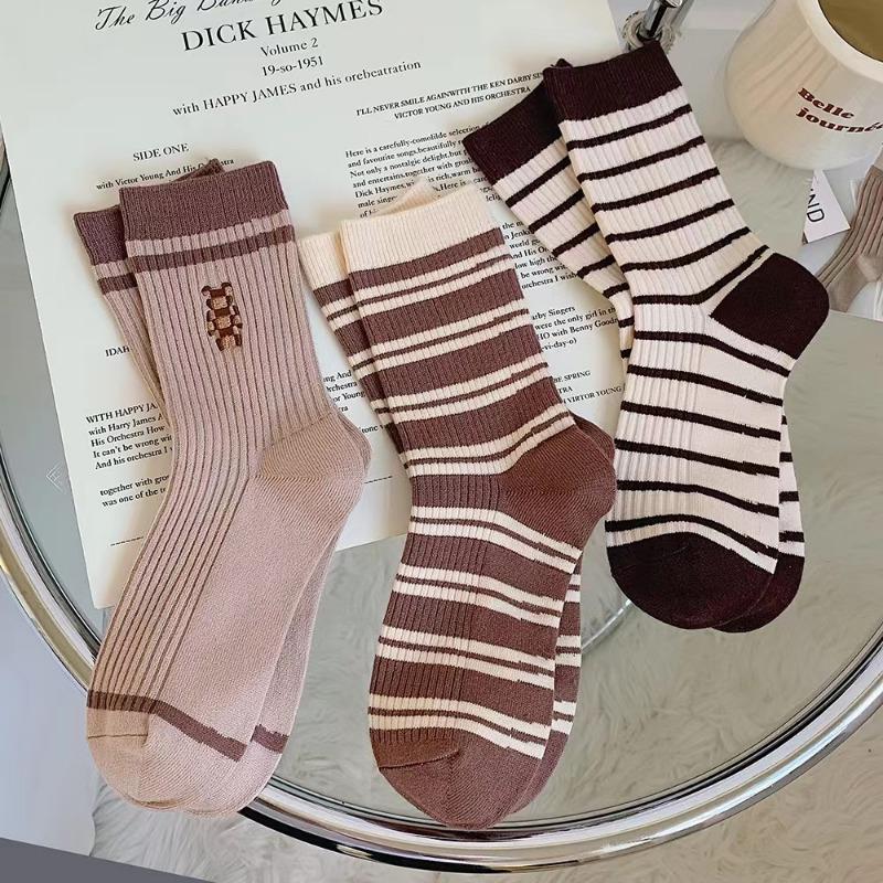 

Осенние женские спортивные носки в полоску, модные женские хлопковые носки в стиле Харадзюку, хип-хоп, унисекс, для скейтбординга, уличные носки средней длины One Size кофейный