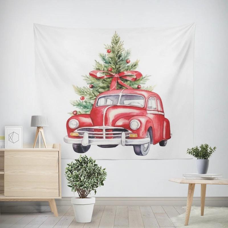 Christmas New Year White Bearded Santa Claus Pattern Living Room Bedroom Decorative Tapestry