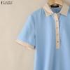 ZANZEA Women Casual Turn Down Collar Short Sleeve Shirt Dress