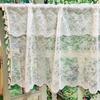 European-style kitchen partition curtain printed with white lace window curtain alcove short curtain