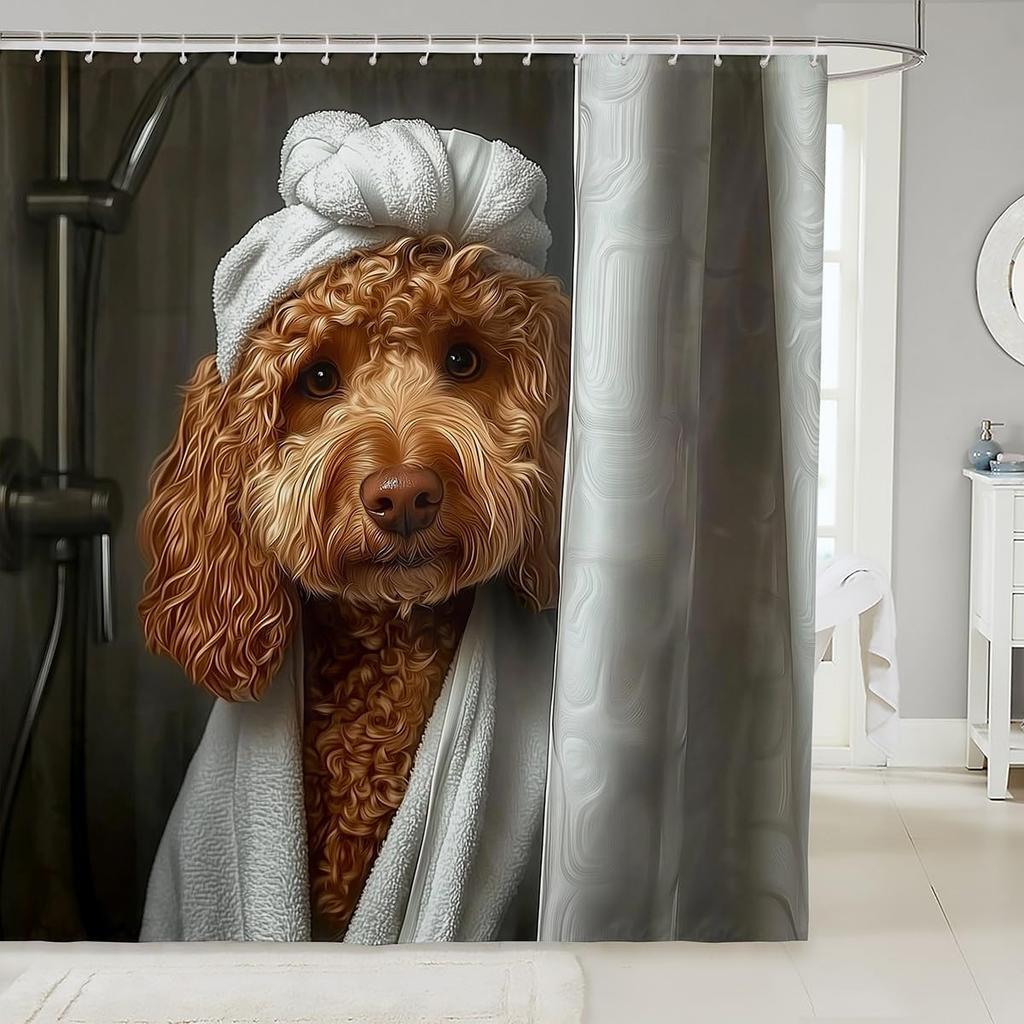 Funny Golden Retriever Shower Curtain for Bathroom Decor Kids Puppy Dog Bath Curtain Boys Girls Dachshund Bathroom Accessories