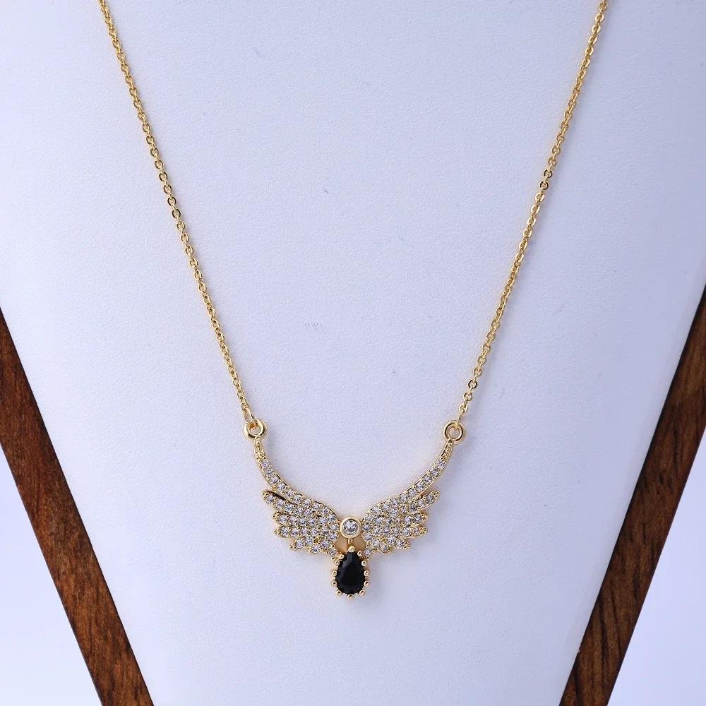 Necklace women, light luxury, niche moonstone, angel wings, wings, ins, wind Internet celebrity, the same clavicle chain necklac