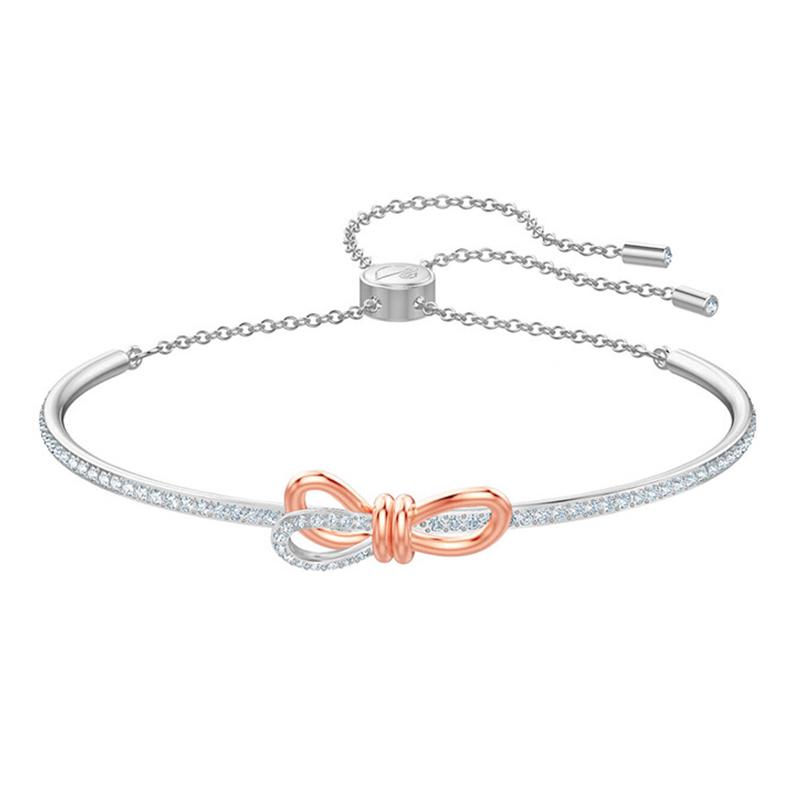 Swarovski Lifelong Bow Bow Decoration Bracelet Women s Rhodium Plated 5447079