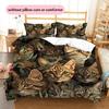 Bengal Cat and Grassland Pattern Bedding Home Decoration Birthday Gift (1 * Duvet Cover + 2 * Pillowcase, Without Core)