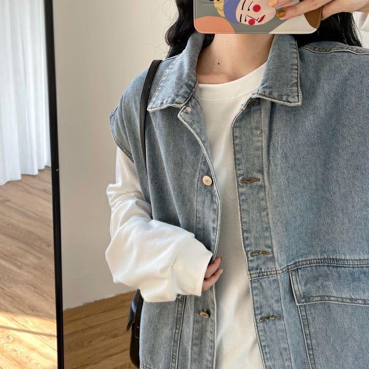 Korean Retro Loose Sleeveless Denim Vest - Women's 2025 Autumn/Winter Trend