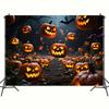 Jack-O-Lanterns Design Halloween Party Backdrop Polyester for Photo Booth,Party Event,Holiday Celebration,Wall Decor