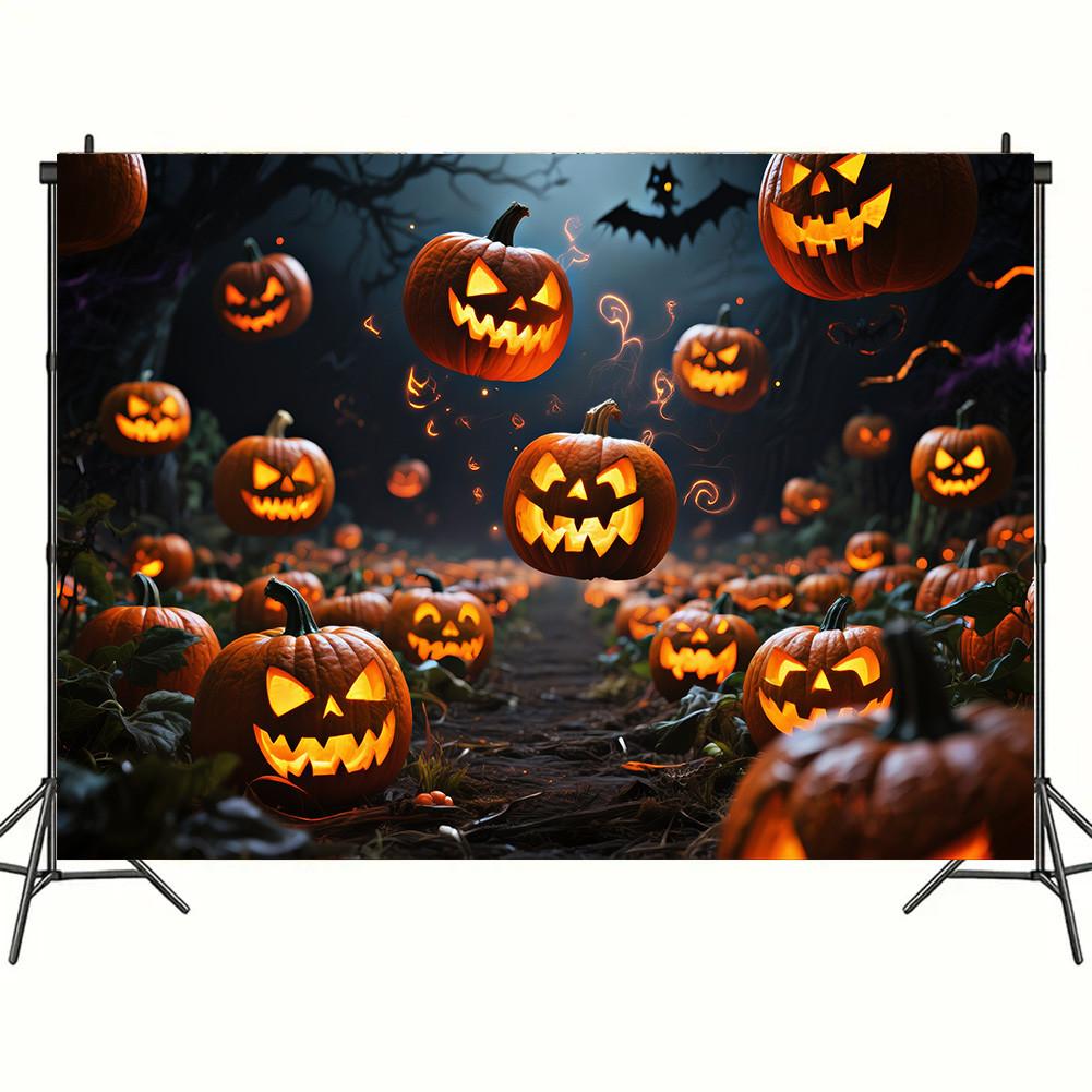 Design Jack-o'-lanterns Halloweenská párty pozadí Polyester pro fotokoutek, Párty akce, Sváteční oslava, Nástěnná dekorace