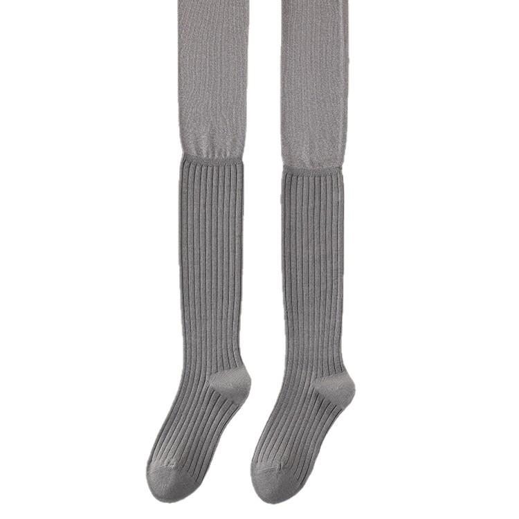 Silver Silk Splicing Knee Stacking Socks Children'S Autumn And Winter Warm Long Tube Socks Ins Trendy Fashion Curling Non-Slip Cotton Socks