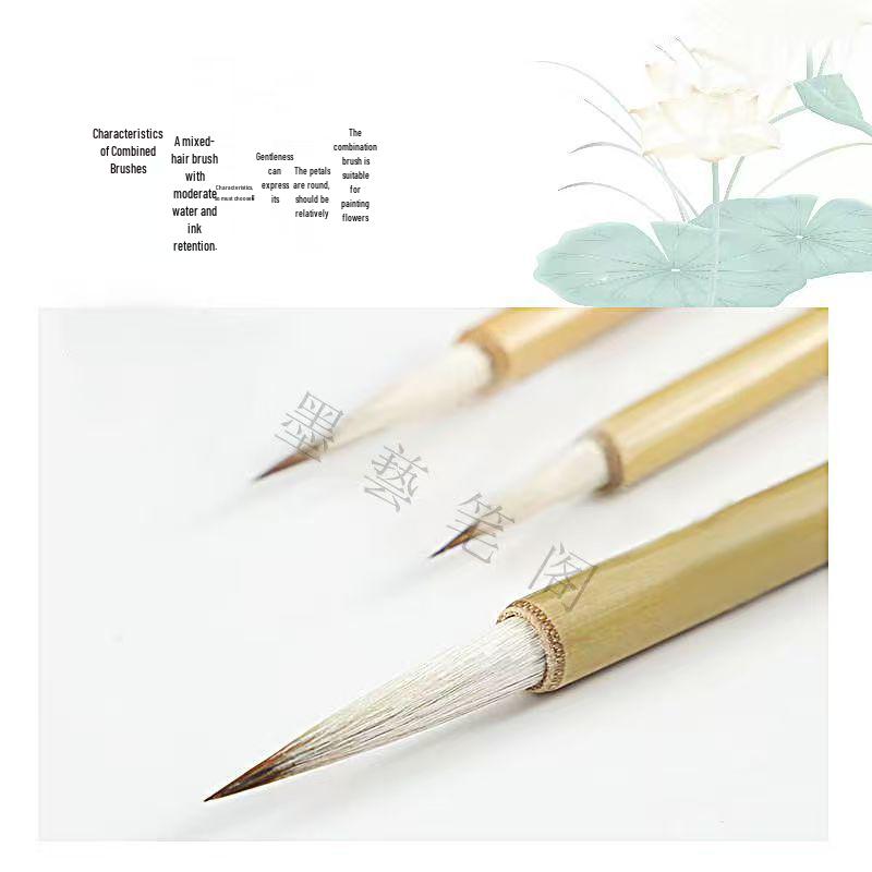Fine-Tipped Calligraphy Brush Set: Mixed Wolf & Sheep Hair for Script, Lining, Scripture