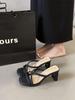 Thick-heeled slippers women's summer wear 2025 new fashion medium-heeled large-size square head open-toed sandals