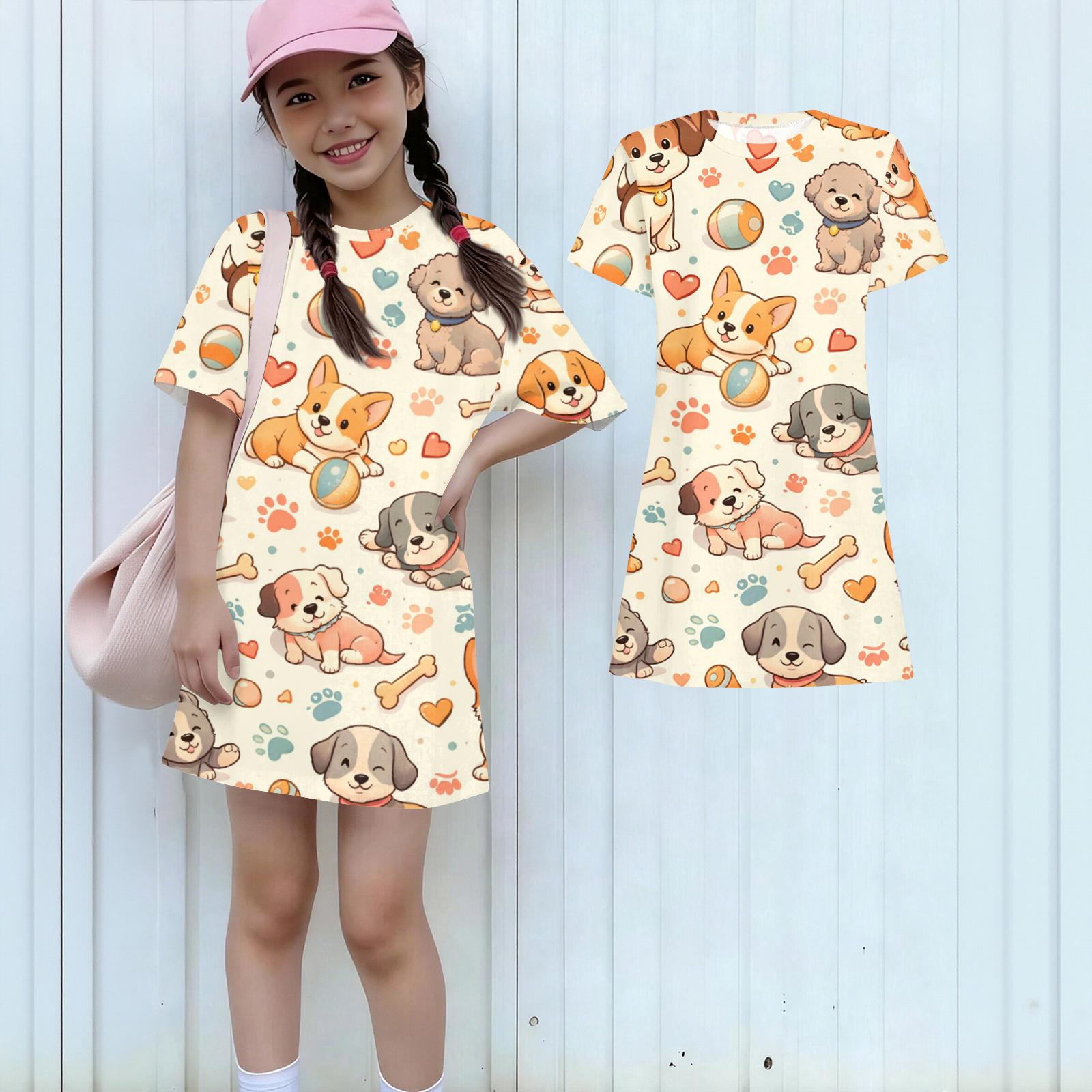 

Girls Dresses Short Sleeve Casual Girls Dress with Print for Flower Girl Dress and Dresses for Teens Girls Dresses Size 10-12 160 жовтий