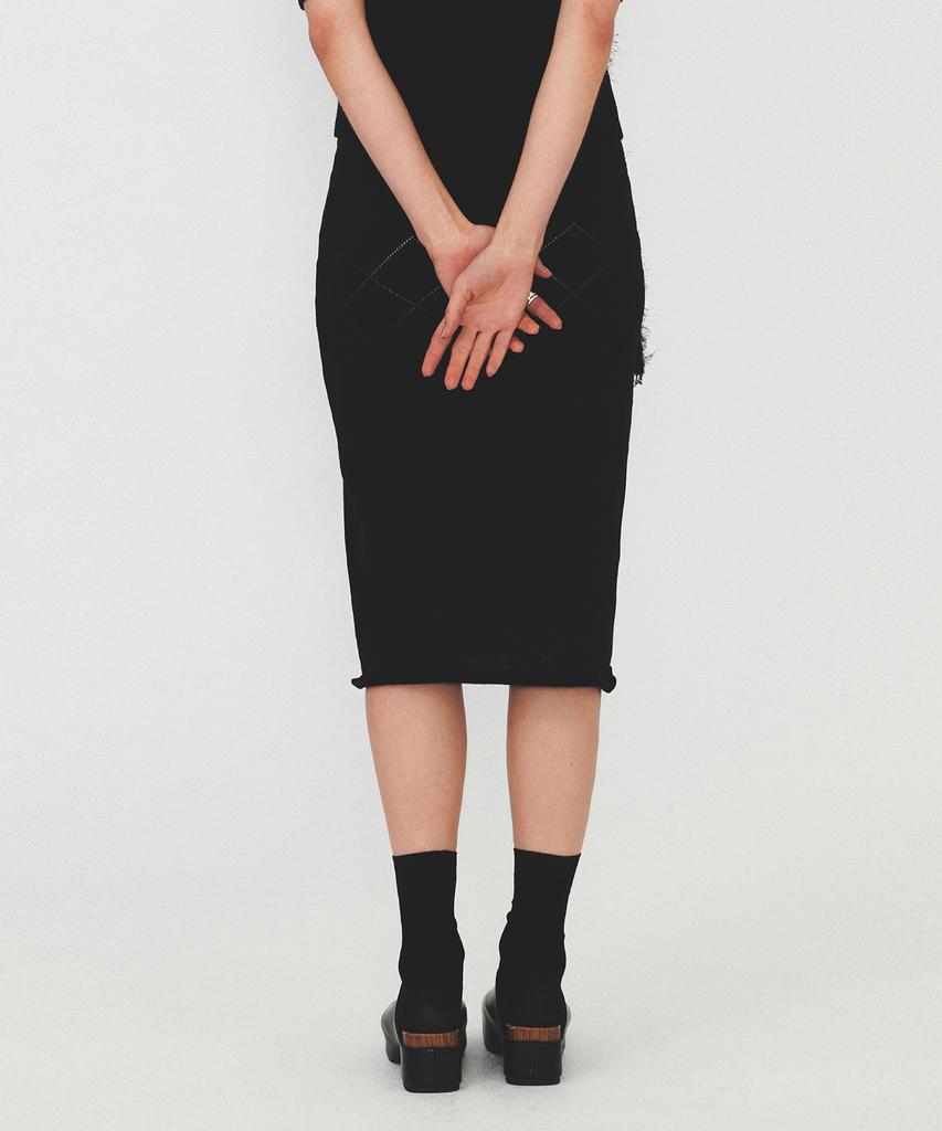 Daiaegeuneol Argyle Pattern Knit Skirt (Black)
