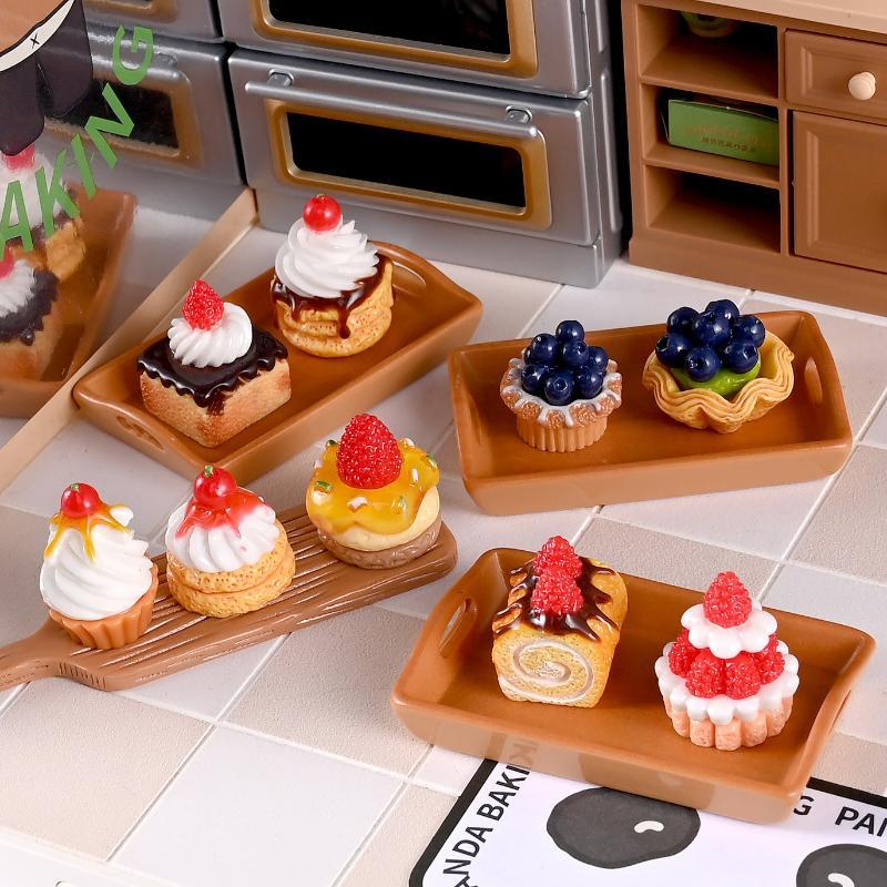 10Pcs 1/12 Scale Dollhouse Miniature Dessert Fruit Cake Play Kitchen Food Diy Jewelry Accessories For Doll Accessories