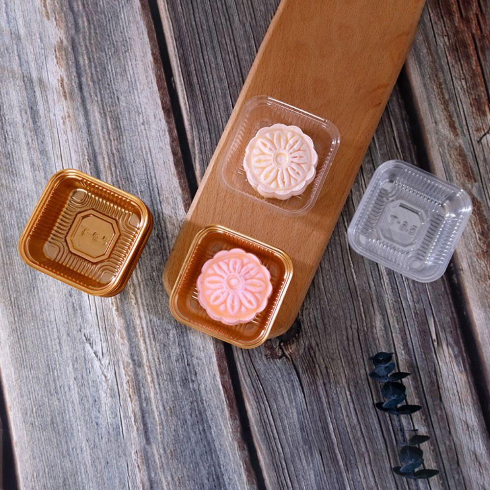 100PCS Plastic Mooncake Packaging Tray Thicken Dessert Plate Mooncake Plastic Inner Tray  Dim Sum