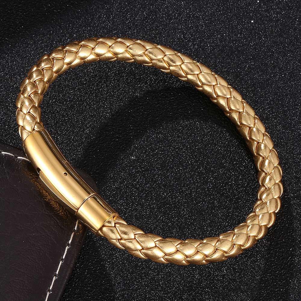 6mm Echtes Leder Geflochtenes Armband mit Magnetverschluss Edelstahl Handgefertigt Vintage Minimalistisch Zirkon Geschenk für Männer Frauen