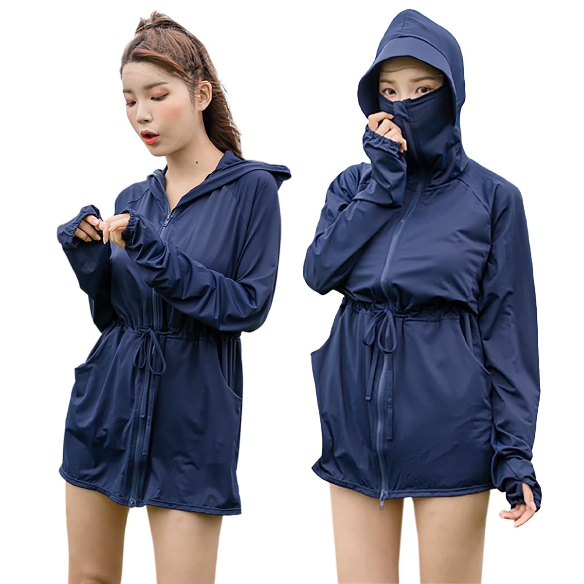 

Худи ZAIDEA с защитой от УФ-лучей, рашгард, длинный, от солнца, быстросохнущий, УФ-защита, размер, темно-синий, женский, рукава, на молнии, с козырьком, защита, сушка, дышащий, защита,