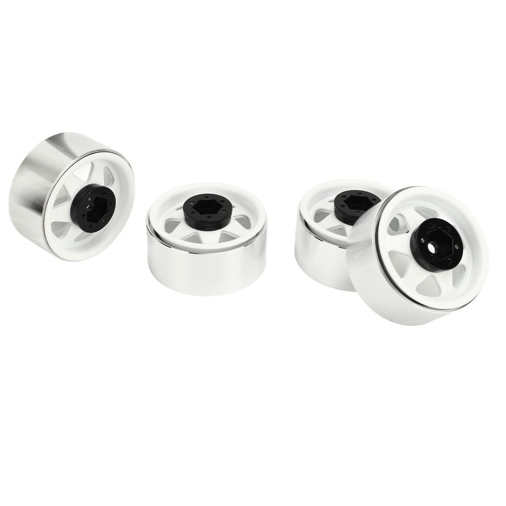 4Pcs Beadlock Wheel Rim Offset ‑8.9mm Metal Deep Dish Hub Wheel Rims for Axial SCX10 90046 1.9 Inch White