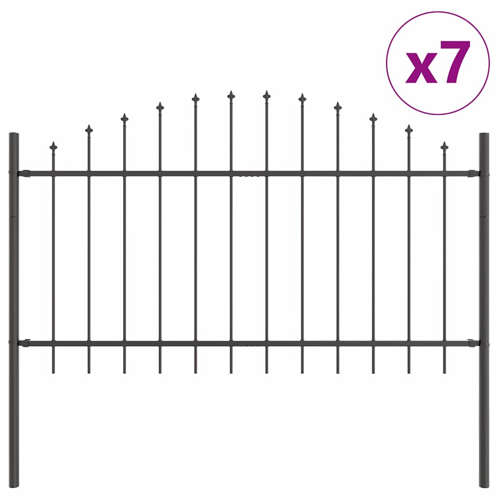 Garden Fence 7 pcs Grey 170 x 140 cm Powder Coated Steel