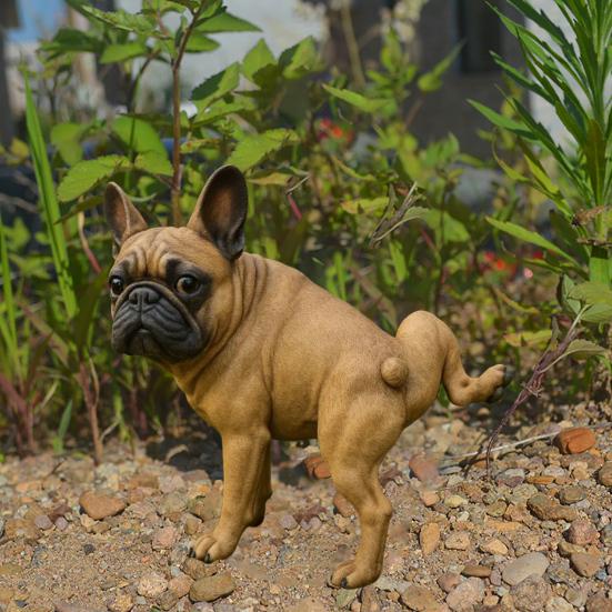 French Bulldog Garden Statue Lifelike Design Resin Dog Shape Figurine Ornament Home Garden Table Decor