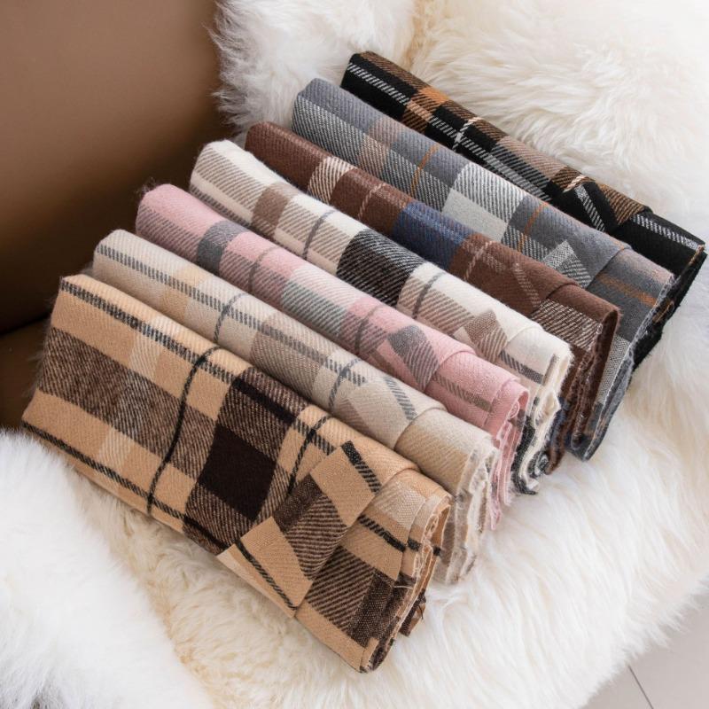 Plaid Scarf Women's Winter High-end Sense New Autumn and Winter Thickened Versatile Atmosphere Warm Scarf