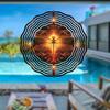 Laser Cut Metal Wind Spinner 3D Dragonfly Mandala Design Holographic Garden Decor Outdoor Hanging Rotary Wind Chime Gift