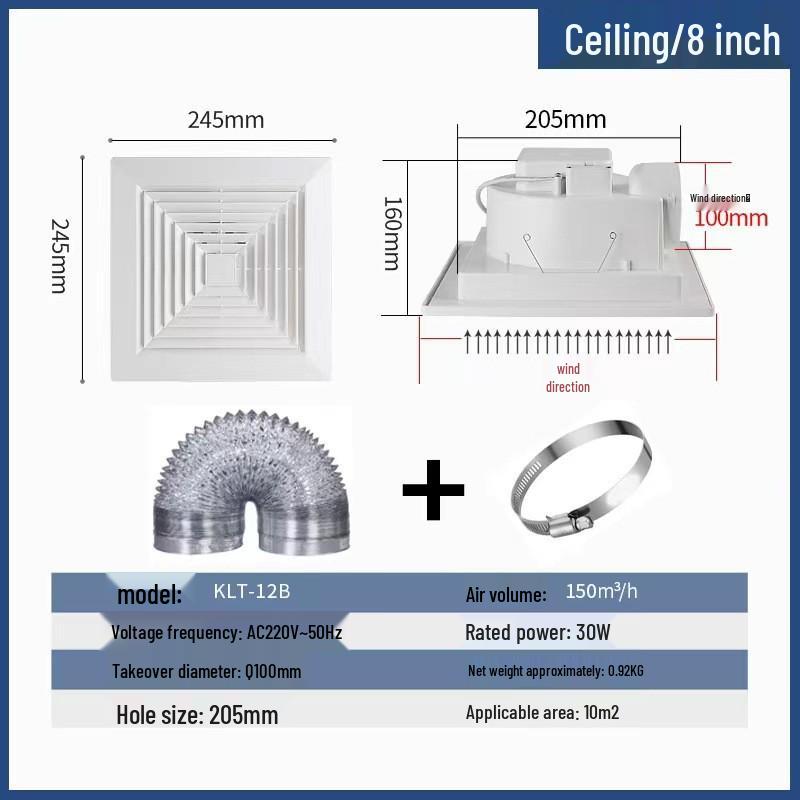 Ceiling-Mounted Silent Ventilation Fan for Kitchen and Bathroom