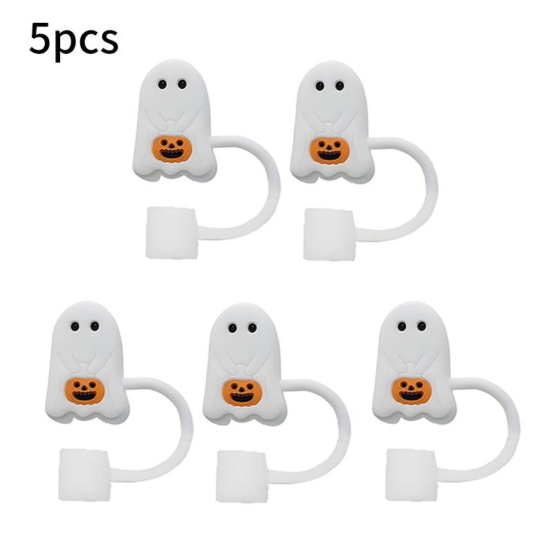 For Stanley Cup Accessories 2x Halloween Cute Ghost Dustproof Straw Toppers Parties For 10mm Drinking Straw Tips Lids Reusable