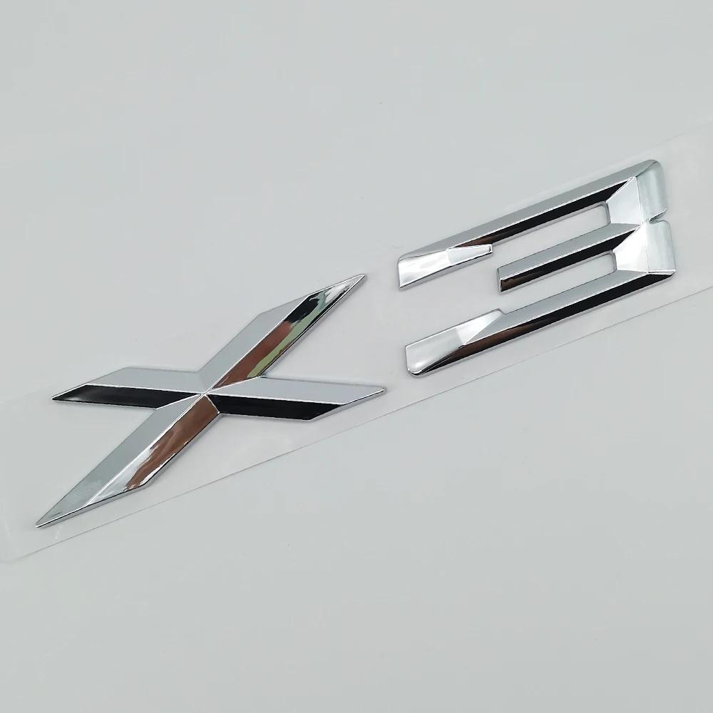 New 3D ABS Chrome Black Matte X3 Logo Nameplate Sticker Rear Trunk Emblem Badge Decals For BMW F25 E83 G01 M40i Car Accessories Tu2