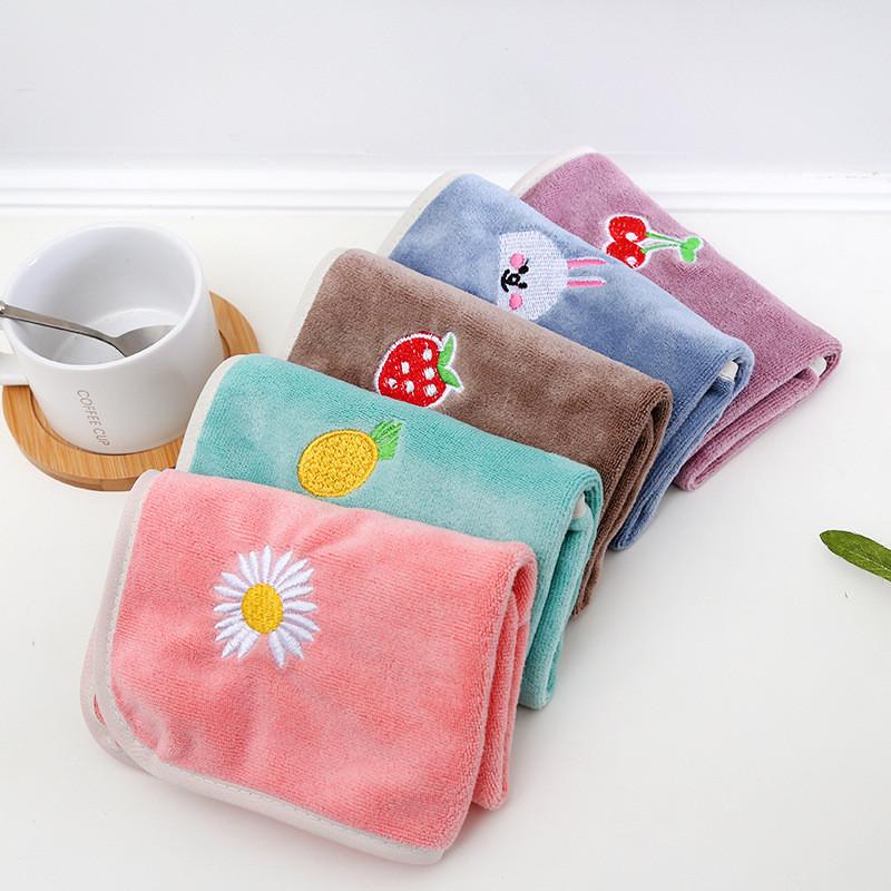 1Pc 30x30cm Microfiber Square Towel Soft Water Absorption Hanging Embroidery Gift Children's Handkerchief Wash Face Cloth