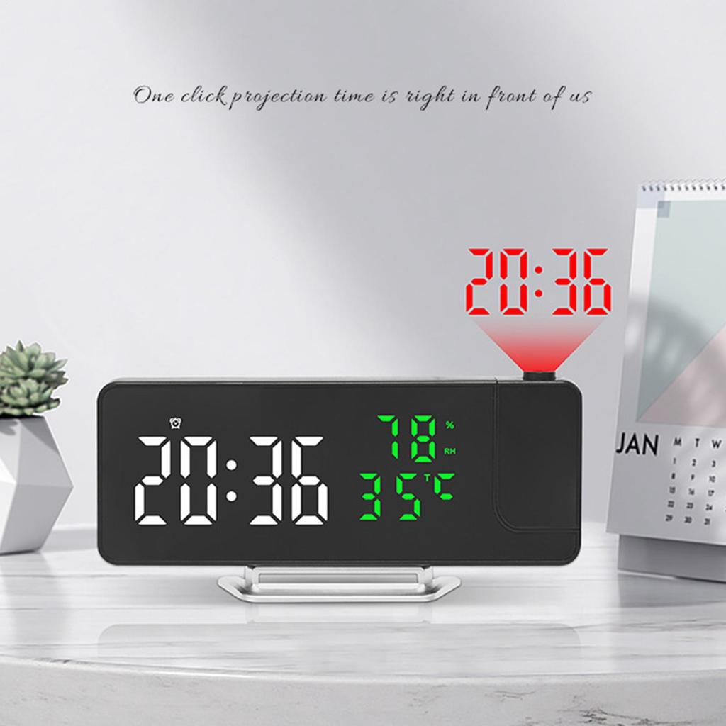 Digital Projection Clocks 270 Rotatable Projector LED Display Household Desktop Clock With Temperature & Humidity Display For
