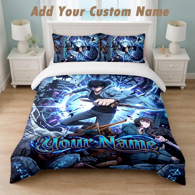 Bedding Set 1 Duvet Cover 2 Pillowcases Solo Leveling Print Soft Bed Linen Bedroom Decor