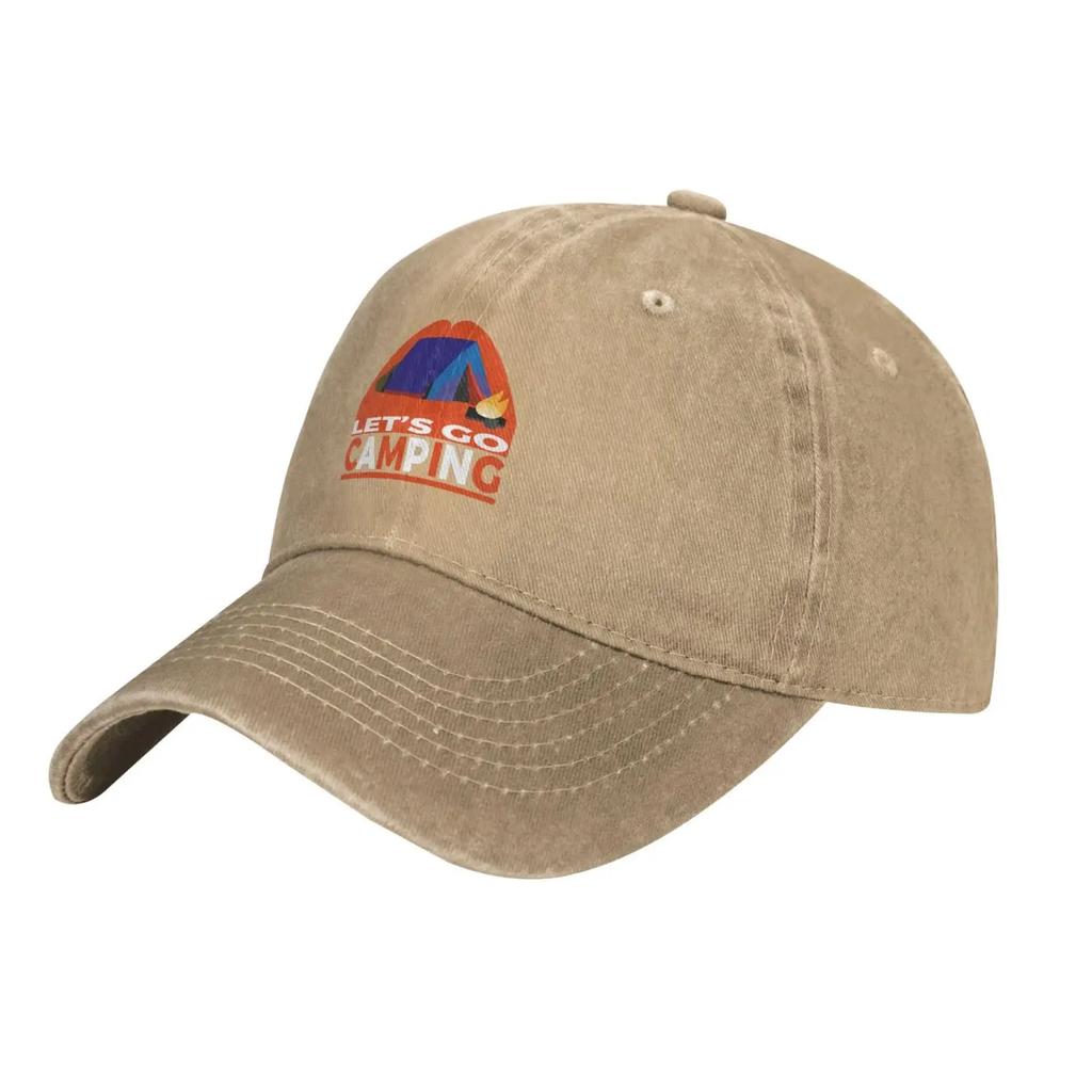 Let's Go Camping Baseball Cap for Men Women Hat Vintage Cowboy Hats Adjustable Trucker Caps Navy Blue