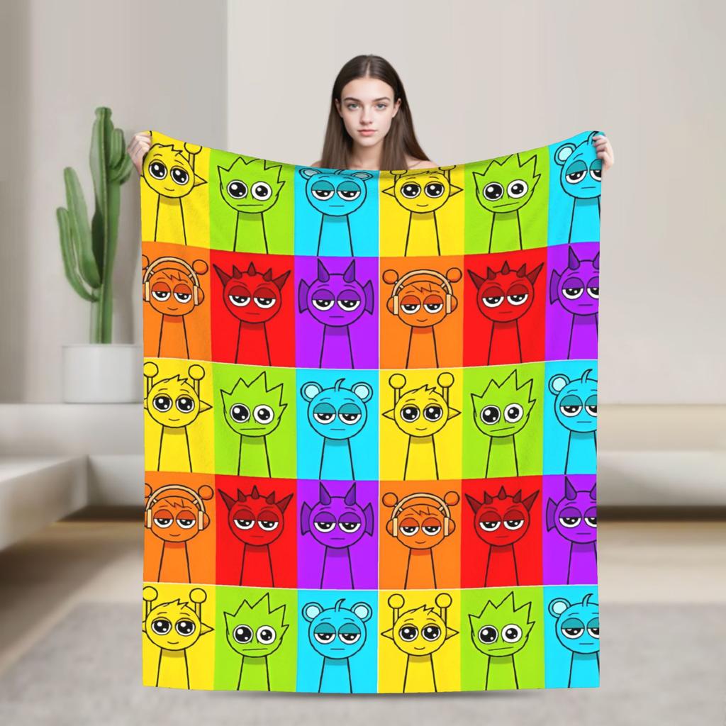 Sprunkis Characters Game Fuzzy Blanket Funny Throw Blankets for Home 125*100cm Rug Piece