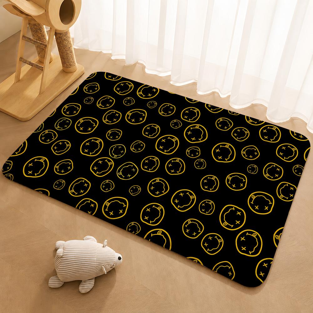 A-N-Nirvana-Rock Band Anime Floor Mat Floor Mat Soft Flannel Non-Slip Door Rug for Living Room