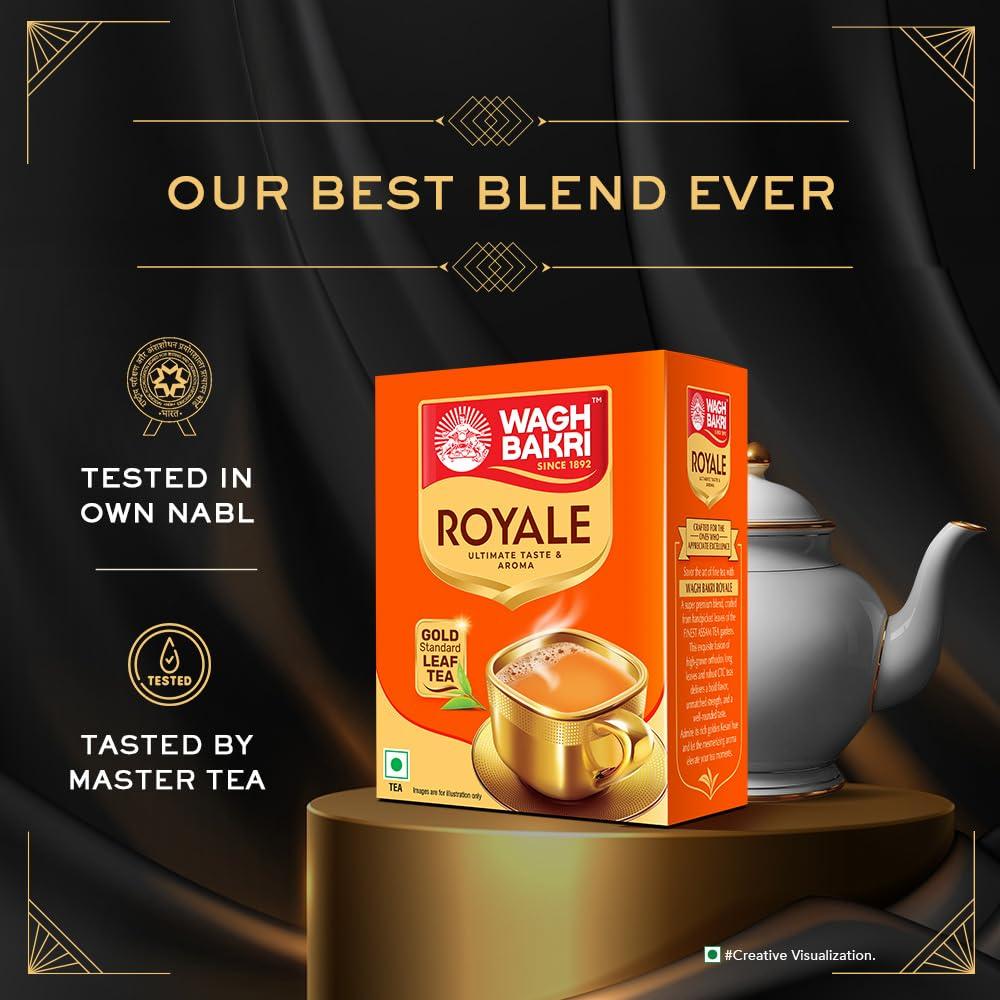 Wagh Bakri Royale Leaf Tea 225 Gm Pack Of 1 | Premium Assam Black Tea With Rich Smooth Flavor And Golden Hue