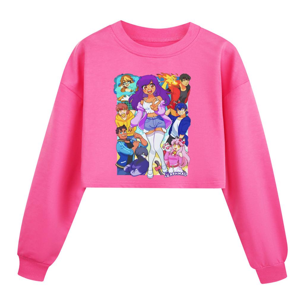 5370 Multi-color Kids Girls APHMAU Printed Long Sleeves Short Sweatshirt